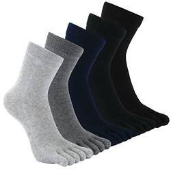 Zehensocken Herren Fünf Finger Socken: Männer Socken mit Zehen Baumwolle Winter 5 Zehensocken für Sport Größe XL 47-50 Mehrfarbig 5 Paare von PUTUO