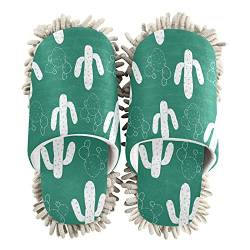 PUXUQU Hausschuhe für Frauen Kaktus Sukkulenten Putz-Hausschuhe Reinigender Bodenreinigung Slippers Shoe Wischmopp-Hausschuhe für Bodenreinigung von PUXUQU