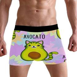 PUXUQU Herren Boxershorts Süß Karikatur Avocado Katze Unterhosen Männer Herrenunterwäsche Unterwäsche von PUXUQU