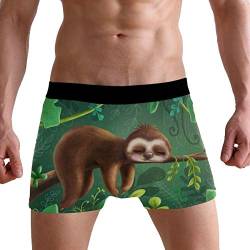 PUXUQU Herren Boxershorts Tropisch Tier Lustig Faultier Unterhosen Männer Herrenunterwäsche Unterwäsche von PUXUQU