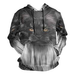 PUXUQU Herren Hoodie Sweatshirt Maine Coon Katze Langarm Pullover Hooded Hoody mit Taschen von PUXUQU