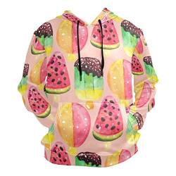 PUXUQU Herren Hoodie Sweatshirt Süß EIS Creme Wassermelone Langarm Pullover Hooded Hoody mit Taschen von PUXUQU