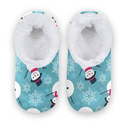 PUXUQU Kinder Hausschuhe Weihnachten Schneemann Schneeflocke Hausschuh Schlafzimmer Schuhe Hausschuhe Socken Warme Hausschuhe für Jungen mädchen von PUXUQU