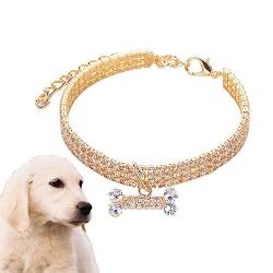 Glitzer Hundehalsband,Verstellbares Haustierhalsband mit glitzerndem Strass-Knochenschmuck | Kleine Haustier-Halskette, Schmuck für kleine Hunde, Mädchen, Hündinnen, kleine Hunde, Welpen Pw tools von PW TOOLS