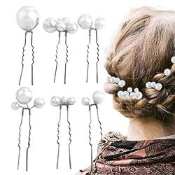 Hochzeit Perle Haarnadeln | Set mit 6 U-förmigen Haarnadeln für das Haarstyling | Dekorativer Haarschmuck Elegante Haarteile für Braut, Brautjungfer, Mädchen, Frauen Pw tools von PW TOOLS
