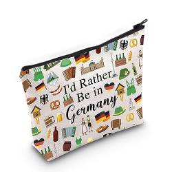 PWHAOO Deutschland Reise Reise Geschenk I'd Rather Be in Germany Make-up-Tasche Deutschland Reise Urlaub Kosmetiktasche Deutschland Souvenir Geschenk, Lieber in Deutschland M von PWHAOO