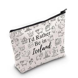 PWHAOO Island Reise Reise Geschenk I'd Rather Be in Island Make-up-Tasche Island Reise Urlaub Kosmetiktasche Island Souvenir Geschenk, Lieber in Island M von PWHAOO