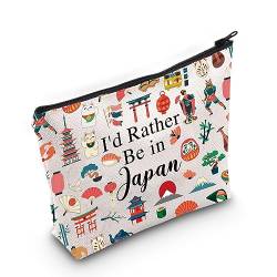 PWHAOO Japanische Kosmetiktasche für Reisen, mit Aufschrift "I'd Rather Be in Japan", japanisches Souvenir, Geschenk, Rather Be in Japan M von PWHAOO