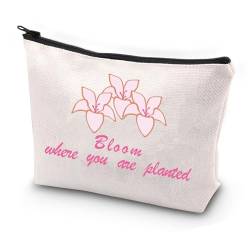 Bloom Where You Are Planted Make-up-Tasche mit Mulan-Zitat von Prinzessin Mu LAN-Fans, motivierendes Geschenk, beige, Einheitsgröße von PXTIDY