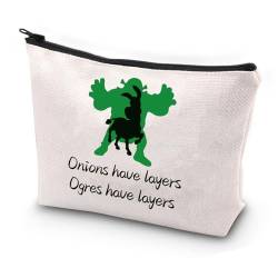 Green Monsters Kosmetiktasche mit Aufschrift "Onions Have Layers Ogres Have Layers" Funny Cartoon Esel Monster Movie Merchandise, beige, Einheitsgröße von PXTIDY