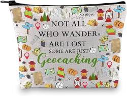 PXTIDY Geocaching-Geschenk für Geocacher, Geschenk "Not All Who Wander are Lost Some are Just Geocaching", Make-up-Tasche, Outdoor-Liebhaber, Geschenk, beige, Einheitsgröße, Kosmetiktasche von PXTIDY