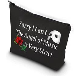 PXTIDY Make-up-Tasche mit Reißverschluss von Opera Phanto Drama, inspiriert von Phantom's Maske, Musik-Comedy-Fans, Geschenk "Sorry I Can't The Angel of Music is Very Strict", Schwarz , Kulturbeutel von PXTIDY