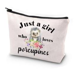 PXTIDY Porcupines Make-up-Tasche mit Stachelschweinmotiv, Igel-Geschenk, mit Reißverschluss, Tier-Geschenk, beige, Einheitsgröße, Kosmetiktasche von PXTIDY