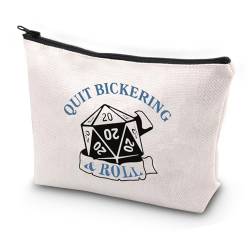 PXTIDY Quit Bickering & Roll RPG Game D20 Würfel-Make-up-Tasche, Würfel, Dungeon Master, Tasche mit Reißverschluss, Gamer Würfeltasche, beige, Einheitsgröße, Kosmetiktasche von PXTIDY