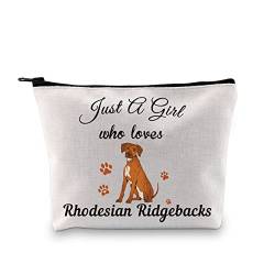 PXTIDY Rhodesian Ridgeback Hundeliebhaber Kosmetiktasche Rhodesian Ridgeback Mama Besitzer Geschenk Haustier Hund Reißverschluss Tasche Reise Kulturbeutel, beige, Einheitsgröße, Make-up-Tasche von PXTIDY