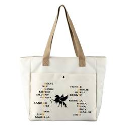 PXTIDY Team Foster Kee-fe Make-up-Tasche Keeper of the Lost Cities Characters Tote Bag KOTLC Novel Inspired Bookish Gift, Beige, Einheitsgröße von PXTIDY