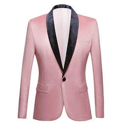 PYJTRL Herren-Blazer aus Samt, schmale Passform (3XL, Rose) von PYJTRL