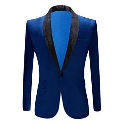 PYJTRL Herren-Blazer aus Samt, schmale Passform (L, Blau) von PYJTRL