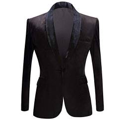 PYJTRL Herren-Blazer aus Samt, schmale Passform (L, Schwarz) von PYJTRL