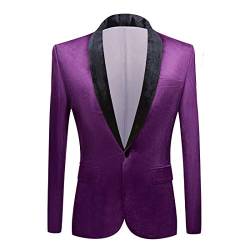 PYJTRL Herren-Blazer aus Samt, schmale Passform (L, Violett) von PYJTRL