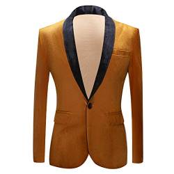 PYJTRL Herren-Blazer aus Samt, schmale Passform (XS, Gold) von PYJTRL