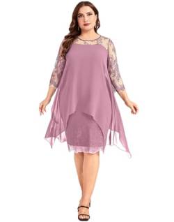 PYL Damen Plus Size Elegant Chiffon Kleid Floral Spitze Bleistift Kleider für Cocktail Hochzeitsgäste, Pink, X-Large Mehr von PYL