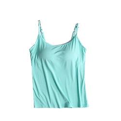 Camisole mit Regal-BH f?r Damen, Camisole Tops mit integriertem BH, einfarbig, Camisole, Weste, schlankes Sommer-Tanktop von PYLTT