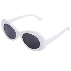 PYNQ Vintage Ovale Sonnenbrille Damen Retro Sonnenbrille Damen Herren Brille UV400 Glas Weiß S17022 von PYNQ