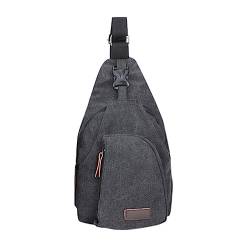 Canvas-Schultertasche, Brusttasche, lässiger, Leichter Umhängetasche für Reisen, Wandern, Radfahren Hüfttaschen Damen (Black, One Size) von PYUIYY