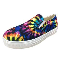 PYUIYY Druck Frühling Damenschuhe Größe Graffiti Mode Lässig Große Leinwand Flach Sommer Und Schuhe Freizeitschuhe für Damen (Multicolor, 37) von PYUIYY