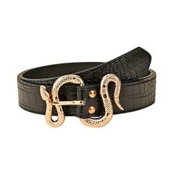PYUIYY Fashion Design Thin Buckle Waist Belt Waistband Women Belt Leather Snake Belt (Black, Free Size) von PYUIYY