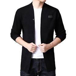 PYUIYY Herren Herbst Mode Freizeit Feste Befestigung Dünne Jacke Bluse Mantel Strickjacke Pullover Mit Hals Herren (Black #4, XXXXL) von PYUIYY