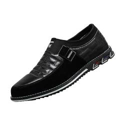 PYUIYY Herren-Schuhe in Übergröße, modischer Stil, atmungsaktiv, bequem, Business-Slip-on-Schuhe für Arbeit, Freizeit, Lederschuhe in Hit-Farbe Squash Schuhe Herren 44 (Black, 50) von PYUIYY