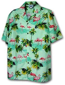 Pacific Legend Herren Flamingos Hawaii-Hemd - Grün - 4X-Groß von Pacific Legend