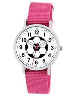 Pacific Time Armbanduhr Kinder Junge Mädchen Fussball Uhr Sport Kinderuhr Leuchtzeiger analog Quarz rosa 86650 von Pacific Time