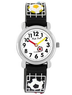 Pacific Time Kinder-Armbanduhr Fußball Jungen Mädchen Silikon Lernuhr Sportuhr Analog Quarz schwarz 20074 von Pacific Time