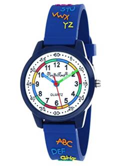 Pacific Time Kinder Armbanduhr Jungen Mädchen Kinderuhr Lernuhr ABC in 3D Silikonarmband blau Analog Quarz 20650 von Pacific Time