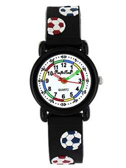 Pacific Time Kinder-Armbanduhr Lernuhr Fussball Jungen analog Quarz schwarz 820135 von Pacific Time