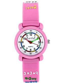 Pacific Time Kinder-Armbanduhr Mädchen Lernuhr 1x1 rechnen Silikon Armband analog Quarz rosa 20555 von Pacific Time