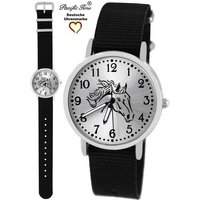 Pacific Time Quarzuhr Kinder Armbanduhr Pferd schwarz Wechselarmband, Mix und Match Design - Gratis Versand von Pacific Time