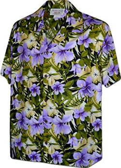 Pacific Legend Hibiscus Garden Hawaii-Shirts für Herren - Violett - Groß von Pacific