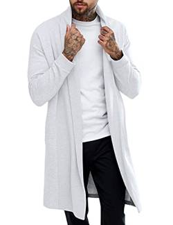 Pacinoble Herren Schal Casual Cardigan Langarm Drape Cape Leichte Open Front Lange Länge Cardigan, hellgrau, Groß von Pacinoble