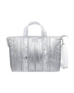 Packed Party Snow Much Fun Silver Puffer Confetti Holiday Weekender Duffle Bag, Cute Overnight Travel Luggage for Women, Great for Ladies at the Gym, Airlines, Travel, Krankenhausbesuche und Arbeit von Packed Party