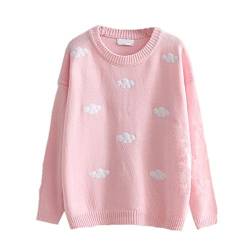 Packitcute Locker gestrickter Pullover für Frauen niedlicher Wolkenpullover Pullover - Pink - Einheitsgröße von Packitcute