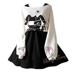 Packitcute Süßes Kleid für Jugendliche Mädchen Zweiteilige Set Bunny Drucke Casual Cotton Kleider für den Frühling Herbst (S) von Packitcute