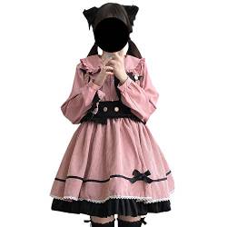 Packitcute Teenager Mädchen Cord Strapsröcke Japanischer Stil Hohe Taille Niedlich A-Linie Mini Kurz Rock - Pink - Klein von Packitcute