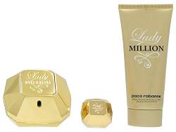 Paco Rabanne Lady Million giftset, Eau de Parfum spray, body lotion, Mini Eau de Parfum, 1er Pack (1 x 155 ml) von Paco Rabanne
