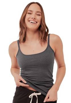 Pact Damen Baumwoll-Tanktop mit integriertem Büstenhalter Trägershirt/Cami Shirt, Charcoal Heather, Groß von Pact