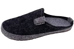 Padero TONI Hausschuhe warme Pantoffeln aus Wollfilz, Graphit-Grau, EU 42 von Padero