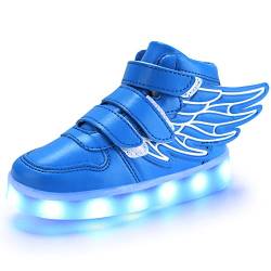 PADGENE Schuhe für Kinder, Jungen, Mädchen, Sneaker, LED, beleuchtet, 7 Farben, blinkend, USB, wiederaufladbar, Sicherheit, Mode, Oberteil, Größe, blau, 25 EU von Padgene